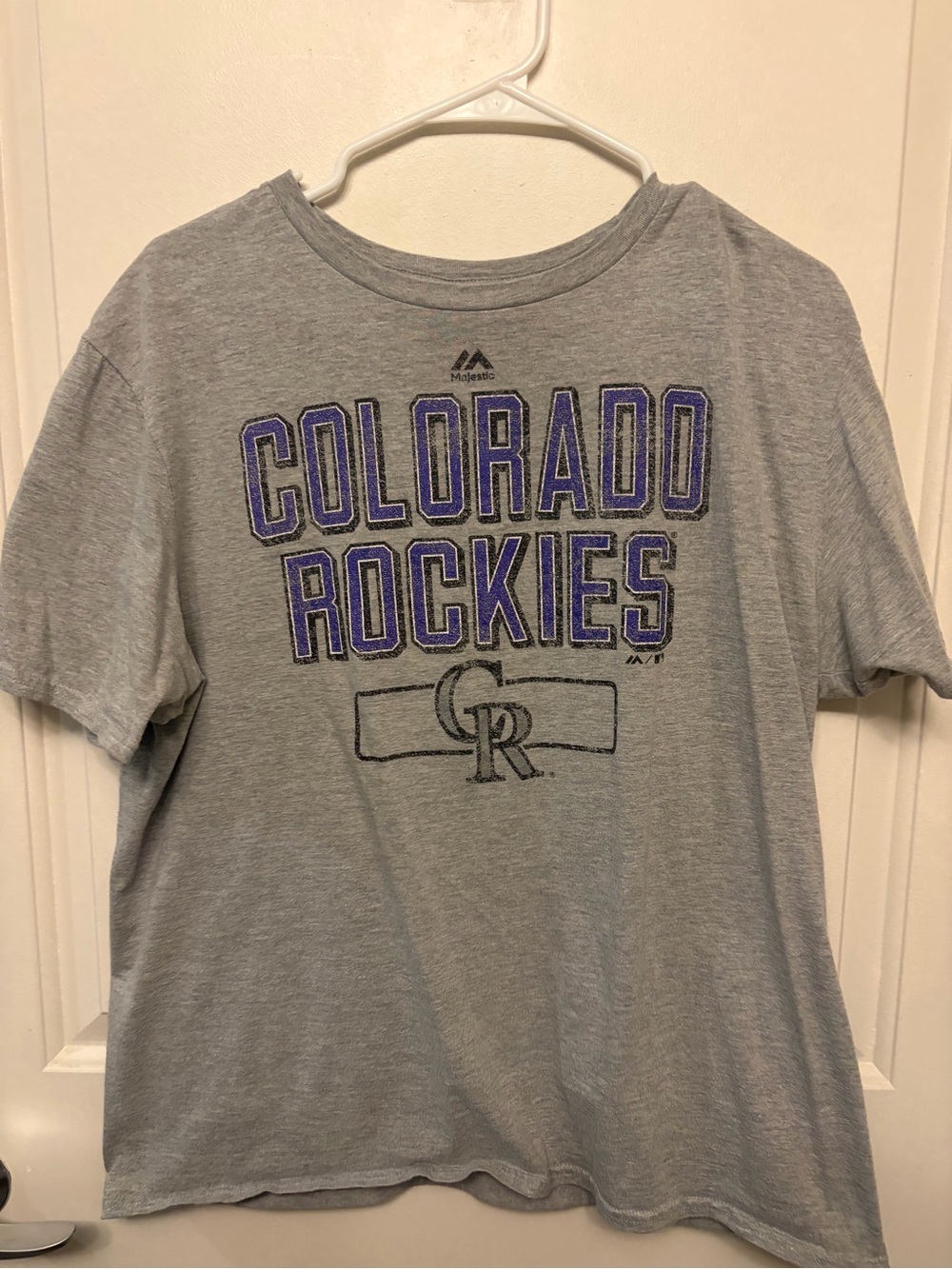 Majestic Colorado Rockies Gray and Purple Logo T-Shirt